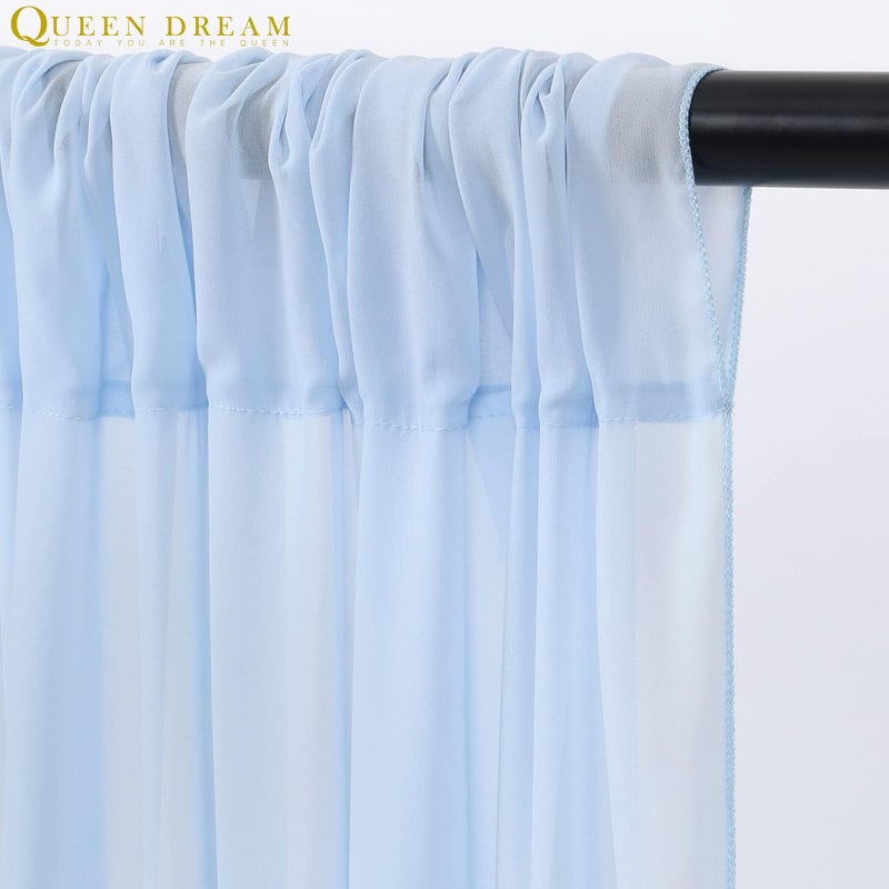 QueenDream Baby Blue Chiffon Backdrop Wedding Photo Backdrop 10x10ft Sheer Backdrop for Parties Wedding Arch Draping Fabric - Image 4